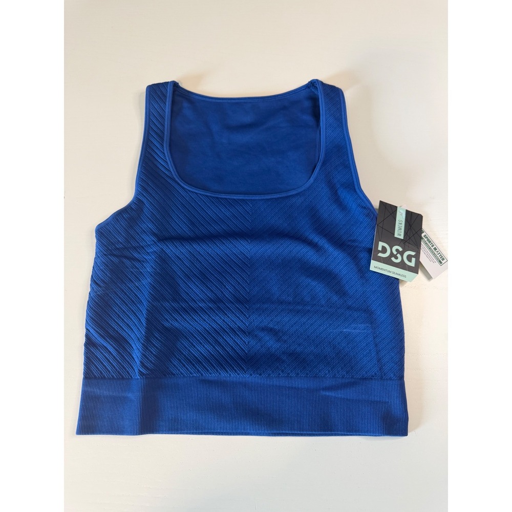 DSG Momentum Seamless Tank Top Royal Blue Textured Ribbed Crop XS NWT